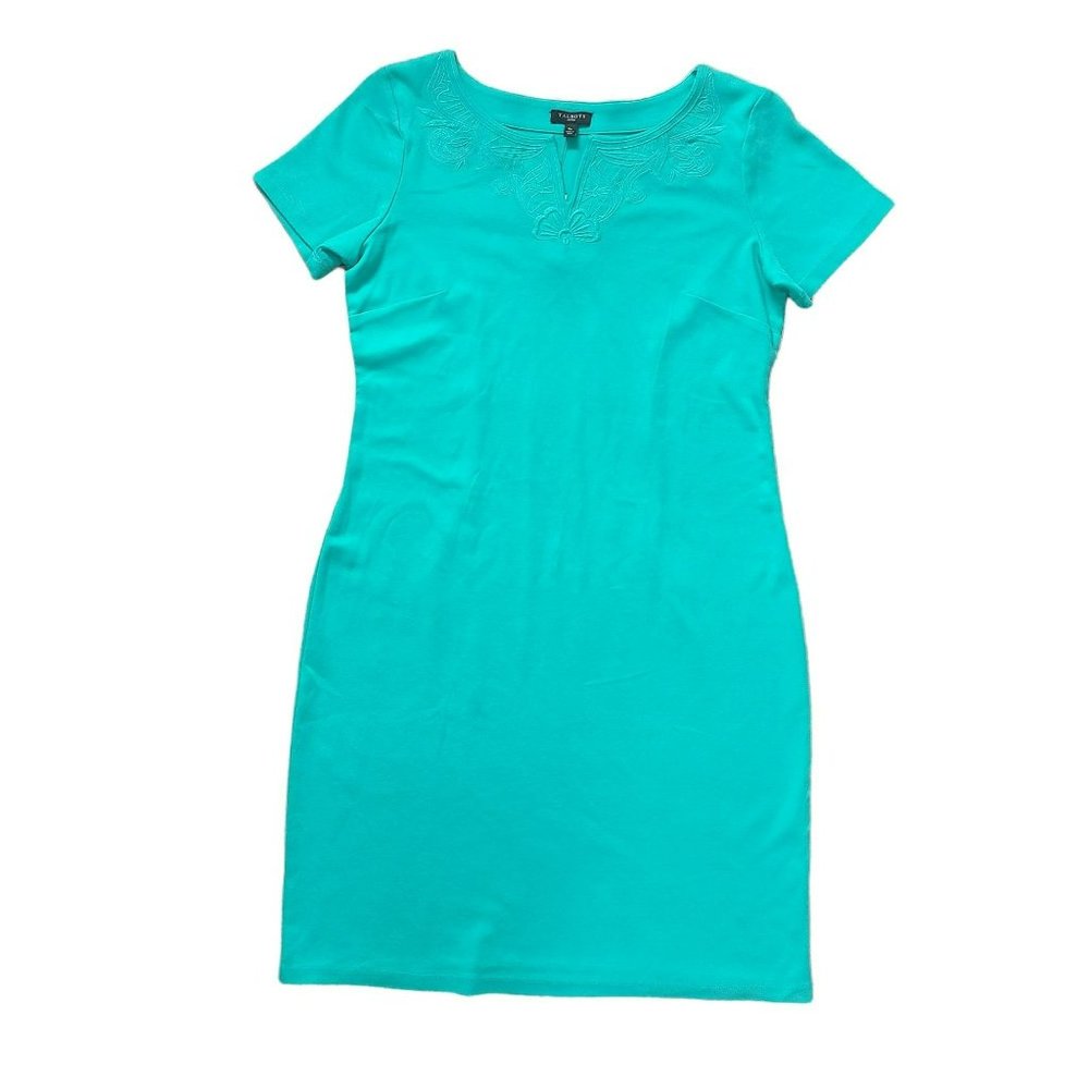 NWT Talbots Petites Green Short Sleeve Shift Dress Size SP